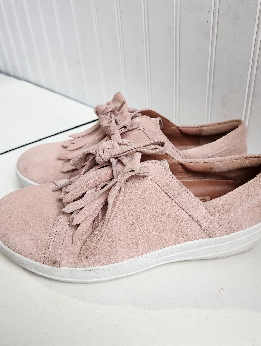 Fitflop Womens F-Sporty II Lace-Up Fringe Sneakers Comfort Shoes Dusty Pink Sz 7